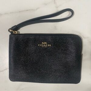 Coach Black Wristlet with Gold Zipper